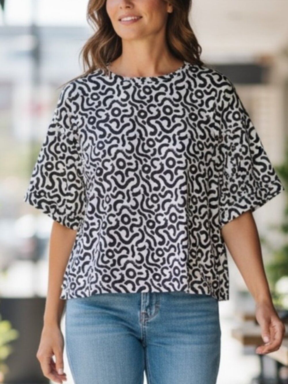WILDFANG the essential boxy tee Abstract Print Cotton casual breathable